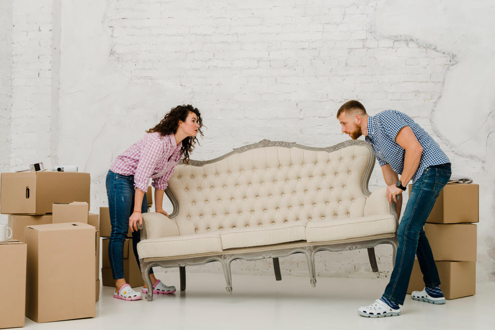 Careful furniture handling process